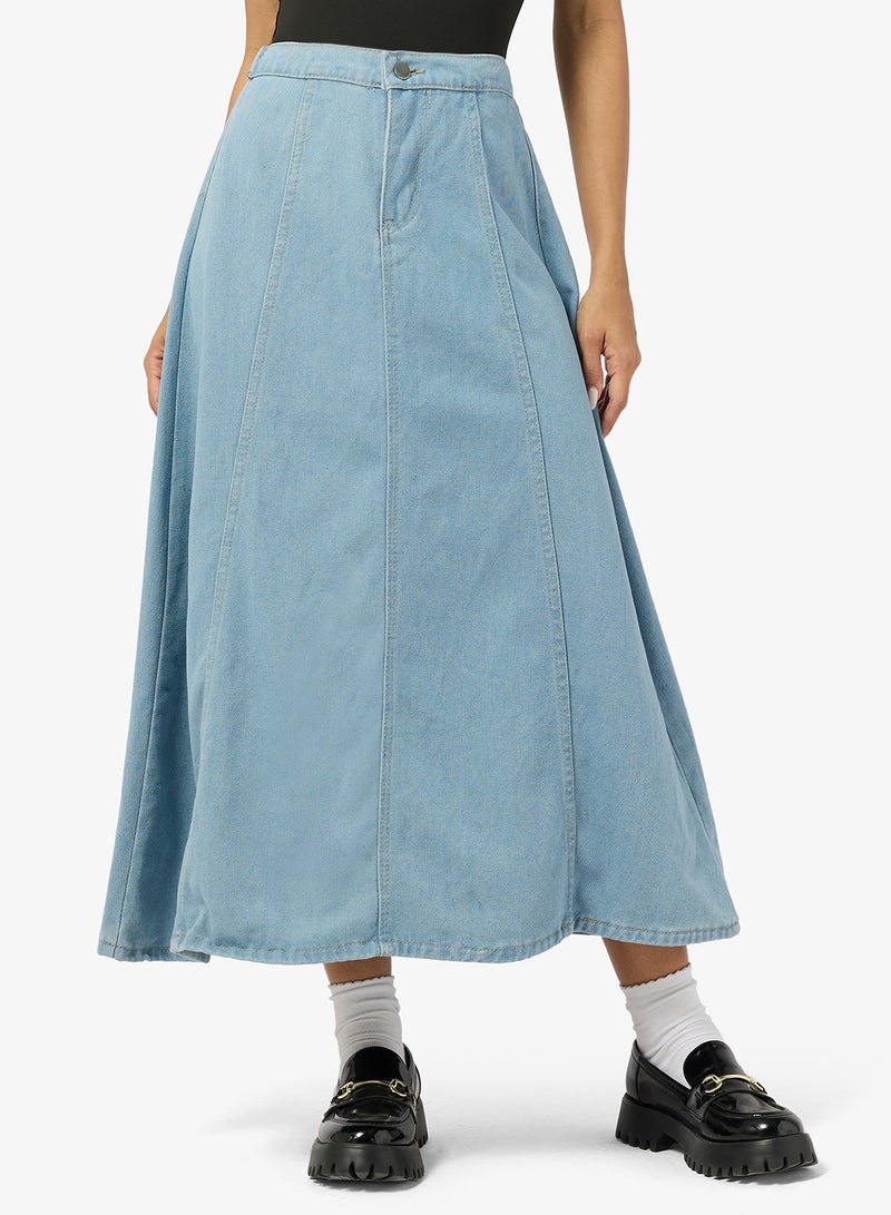 Ginger Denim A Line Midi Skirt - Image 1